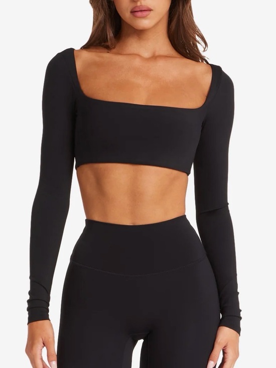Csb Tops - CSB Freedom Scoop Long Sleeve Crop Black